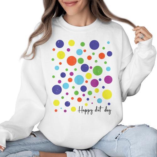Happy Dot Day 2025 Polka Dot Boys Girls Kids Teacher Dot Day Women Crewneck Sweatshirt - teacherstshirts.com