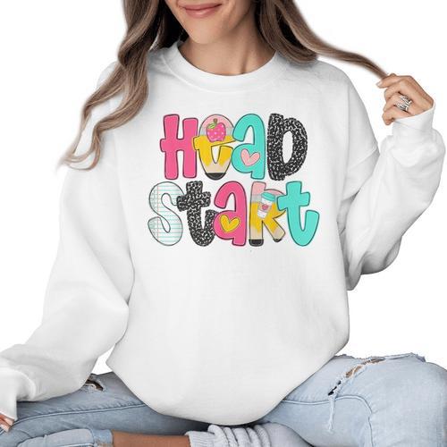Head Start Team Homeschool Teacher Headstart Back To School Women Crewneck Sweatshirt - teacherstshirts.com CA