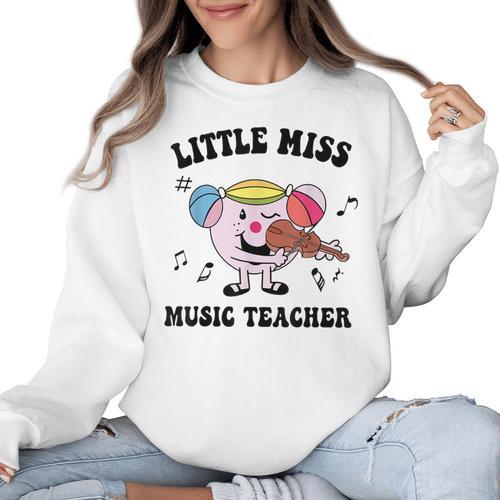 Little Miss Music Teacher Music Teacher Team Women Crewneck Sweatshirt - teacherstshirts.com DE