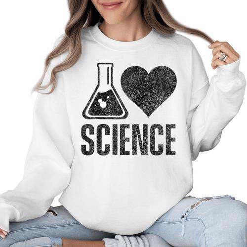 I Love Science Lover Teacher Scientist Sciences Women Crewneck Sweatshirt - teacherstshirts.com DE