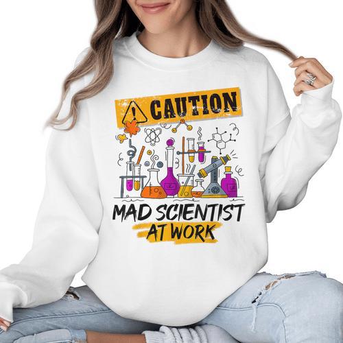 Mad Scientist Halloween Costume Science Teacher Women Crewneck Sweatshirt - teacherstshirts.com