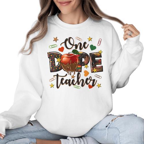 One Dope Teacher Women Crewneck Sweatshirt - teacherstshirts.com AU
