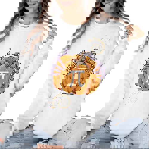 Pi Day Pumpkin Pi Math Teacher Halloween Costume Women Crewneck Sweatshirt - teacherstshirts.com