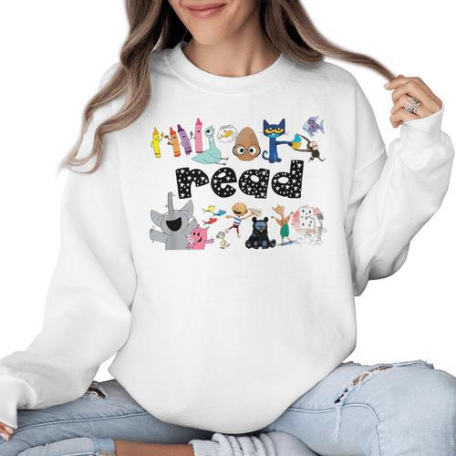 Read Children's Books Teacher Women Crewneck Sweatshirt - teacherstshirts.com AU