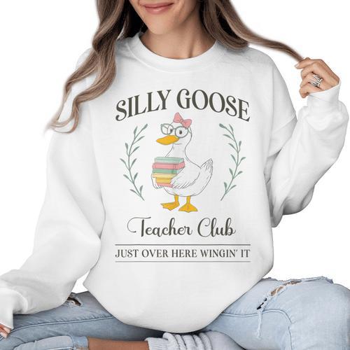 Silly Goose Teacher Club Women Crewneck Sweatshirt - teacherstshirts.com AU