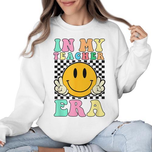 In My Teacher Era Retro Back To School Teacher Student Women Crewneck Sweatshirt - teacherstshirts.com