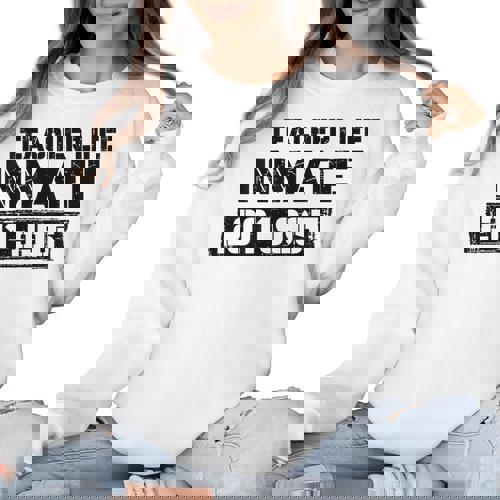 Teacher Life Jail Inmate Prisoner Halloween Costume Women Crewneck Sweatshirt - teacherstshirts.com