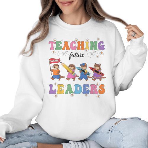 Teaching Future Leaders Otter Back To School Teacher Women Crewneck Sweatshirt - teacherstshirts.com AU