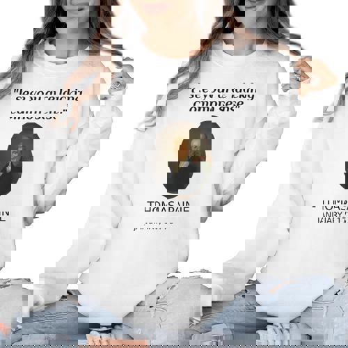 Thomas Paine Common Sense USA History Teacher Student Women Crewneck Sweatshirt - teacherstshirts.com