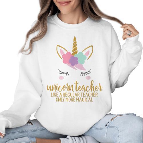 Unicorn Teacher Shirt For Women School Teacher Women Crewneck Sweatshirt - teacherstshirts.com AU