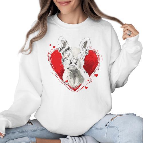 Valentine's Day Boston Terrier Dog Women Crewneck Sweatshirt - Bostonterriersmerch.com