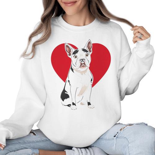 Valentine's Day Boston Terrier Lover Women Crewneck Sweatshirt - Bostonterriersmerch.com