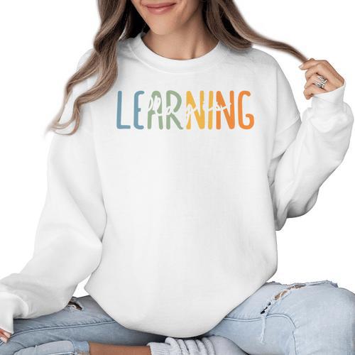Vintage Play Is Learning Back To School Toddler Teacher Women Crewneck Sweatshirt - teacherstshirts.com UK