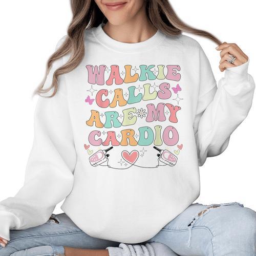 Walkie Calls Are My Cardio Special Education Teacher School Women Crewneck Sweatshirt - teacherstshirts.com AU