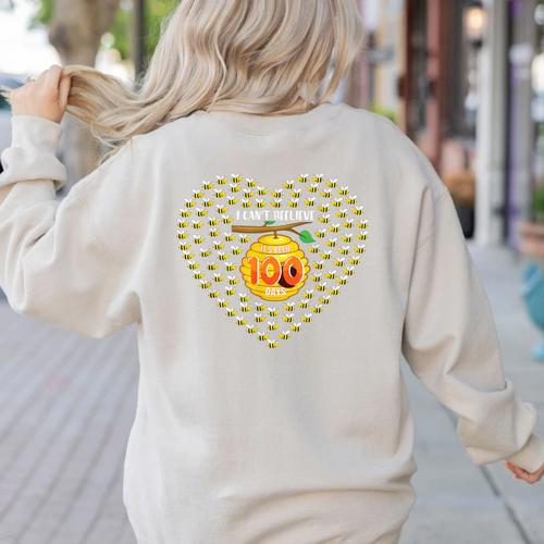 100 Days Of School Bee Hive Tree Hearts Teachers Student Kid Women's Sweatshirt Back Print - teacherstshirts.com AU