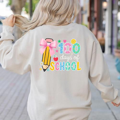 100 Days Of School Preppy 100th Day Of School Teachers Girls Women's Sweatshirt Back Print - teacherstshirts.com AU