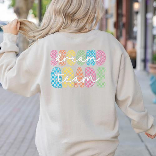2nd Second Grade Dream Team Teacher First Day Back To School Women's Sweatshirt Back Print - teacherstshirts.com UK