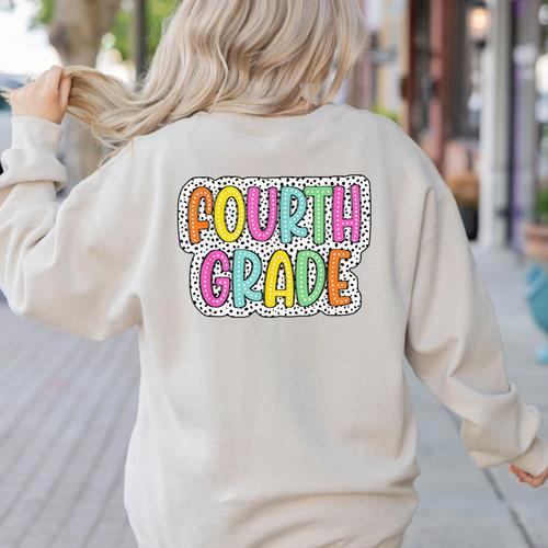 4th Grade Back To School Dalmatian Dots Teacher Student Women's Sweatshirt Back Print - teacherstshirts.com AU