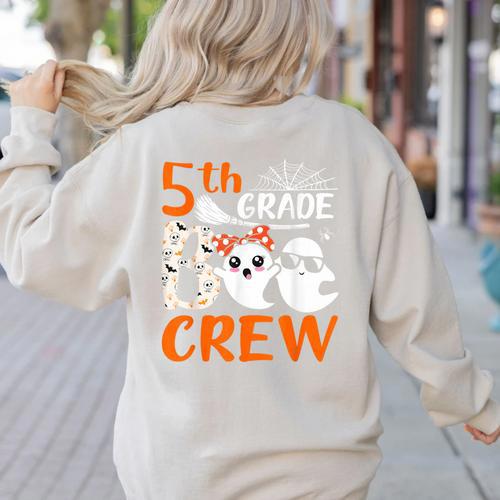 5th Grade Boo Crew Teachers Students Ghost Halloween Women's Sweatshirt Back Print - teacherstshirts.com DE