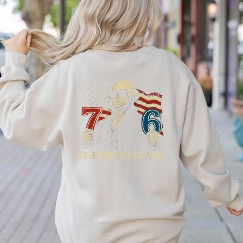 6-7 7-6 George Washington Freedom For Teachers Women's Sweatshirt Back Print - teacherstshirts.com UK