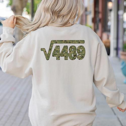 6 7 Army Pattern Meme Square Root 4489 Slang Math Teacher Women's Sweatshirt Back Print - teacherstshirts.com AU