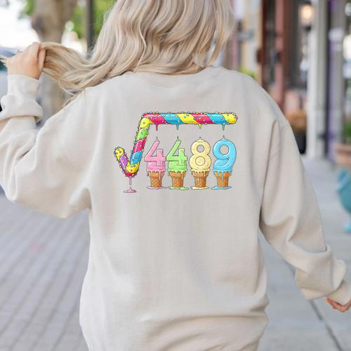 67 Ice Cream Drip Meme Square Root 4489 Slang Teacher Math Women's Sweatshirt Back Print - teacherstshirts.com