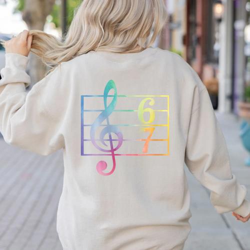 67 Music Meme Slang Six Seven Music Teacher Musician Women's Sweatshirt Back Print - teacherstshirts.com DE