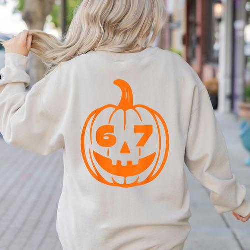67 Six Seven Halloween Costume For Students Teachers Women's Sweatshirt Back Print - teacherstshirts.com AU