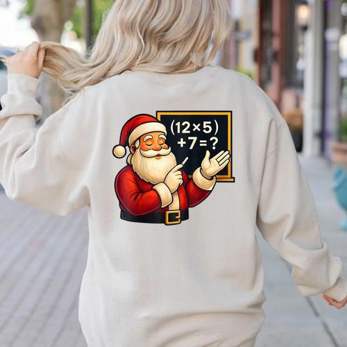 67 Teacher Santa Christmas Six Seven Meme Math Xmas Women's Sweatshirt Back Print - teacherstshirts.com DE
