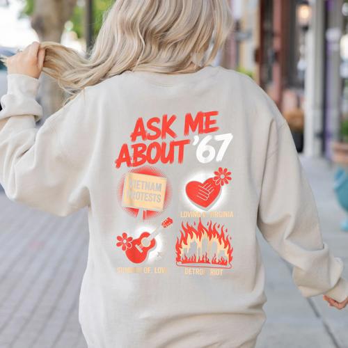 67 History Teacher Teacher 6 7 Overuse '67 Women's Sweatshirt Back Print - teacherstshirts.com AU