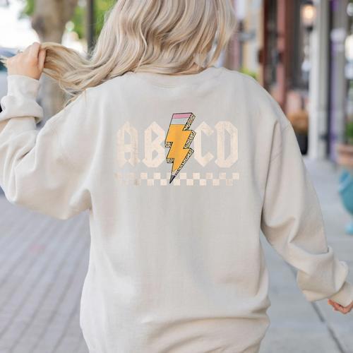 ABCD Back In Class First Day Back To School Teacher Student Women's Sweatshirt Back Print - teacherstshirts.com