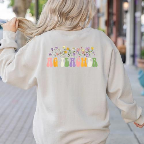 AG Teacher Future Farmer Agriculture Teacher Men Women Women's Sweatshirt Back Print - teacherstshirts.com UK