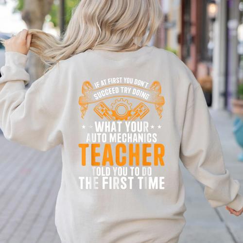 Auto Mechanic Teacher Car Repair Auto Mechanic Women's Sweatshirt Back Print - teacherstshirts.com