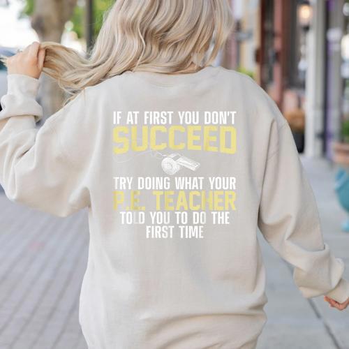 Best PE Teacher Art For Men Women Physical Education Teacher Women's Sweatshirt Back Print - teacherstshirts.com UK