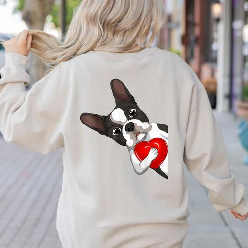 Boston Terrier Bostie Dog Kids Women Girls Women's Sweatshirt Back Print - Bostonterriersmerch.com