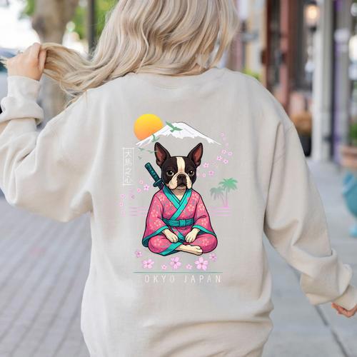 Boston Terrier Boston Bull Terrier Women's Sweatshirt Back Print - Bostonterriersmerch.com