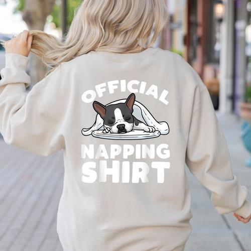 Boston Terrier Dog Official Sleeping Shirt Men Women Kids Women's Sweatshirt Back Print - Bostonterriersmerch.com UK