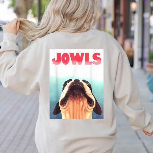 Boston Terriers Jowls Dog Mom Dog Dad Women's Sweatshirt Back Print - Bostonterriersmerch.com