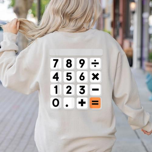 Calculator Easy Halloween Costume For Math Teacher Women's Sweatshirt Back Print - teacherstshirts.com