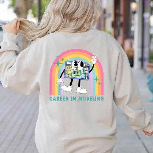 Career In Modeling AAC Teacher SLP SPED Communication Autism Women's Sweatshirt Back Print - teacherstshirts.com