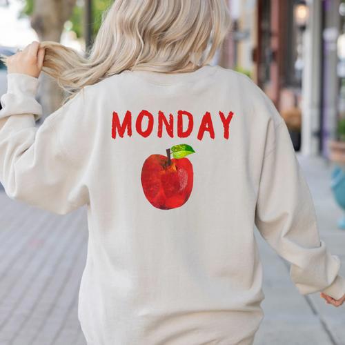 Caterpillar Friday Fruit Kindergarten Teacher Men Women Kids Women's Sweatshirt Back Print - teacherstshirts.com