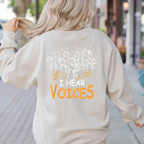 Choir Teacher I Hear Voices Chorister Church Choral Music Women's Sweatshirt Back Print - teacherstshirts.com CA