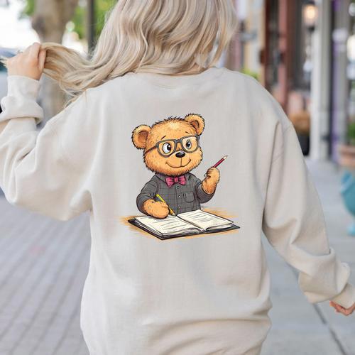 Classroom Fun With Teddy Bear Teacher Women's Sweatshirt Back Print - teacherstshirts.com AU