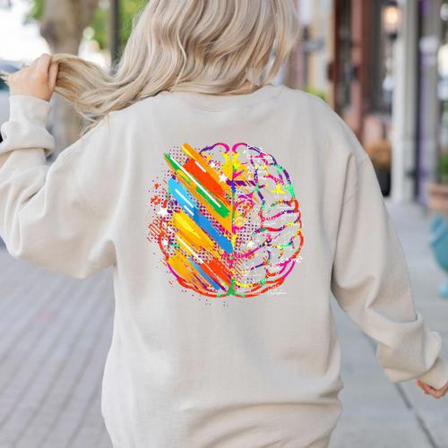 Colorful Brain Art Teacher Artist Painter Student Women's Sweatshirt Back Print - teacherstshirts.com UK