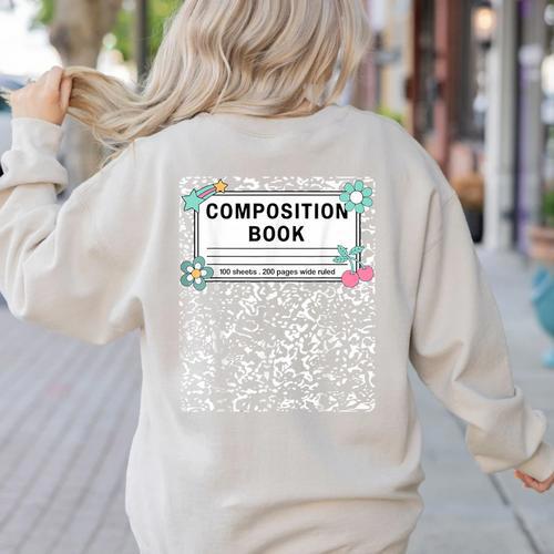 Composition Book Notebook Teachers Matching Group Halloween Women's Sweatshirt Back Print - teacherstshirts.com CA