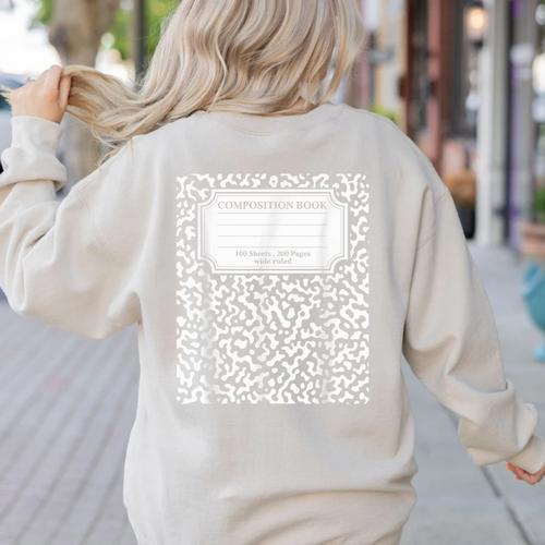 Composition Notebook Matching Group Halloween Teachers Women's Sweatshirt Back Print - teacherstshirts.com