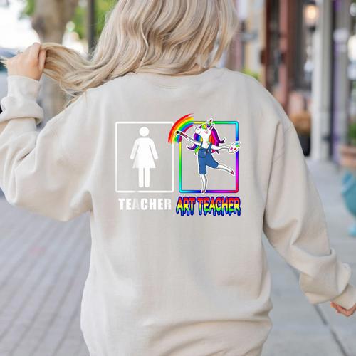 Cute Art Teacher Magical Dabbing Unicorn Artist Women's Sweatshirt Back Print - teacherstshirts.com AU