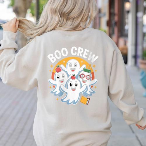 Cute Group Matching Teachers Halloween Women's Sweatshirt Back Print - teacherstshirts.com AU