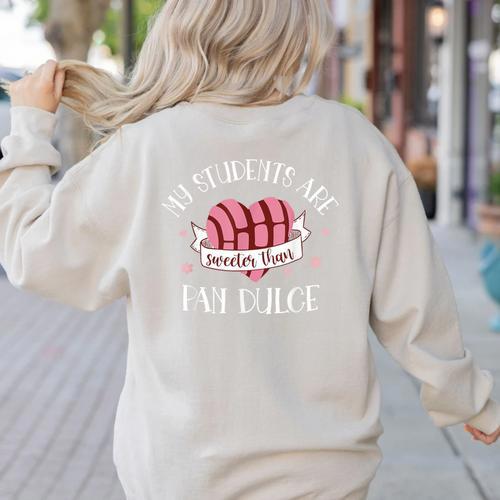 Cute Spanish Teacher Dual Language Bilingual Teacher Men Women Women's Sweatshirt Back Print - teacherstshirts.com