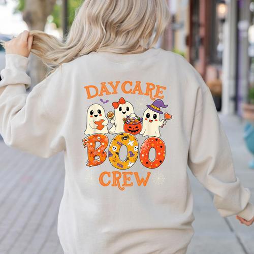 Daycare Boo Crew Halloween Spooky Costume For Teacher Women's Sweatshirt Back Print - teacherstshirts.com AU